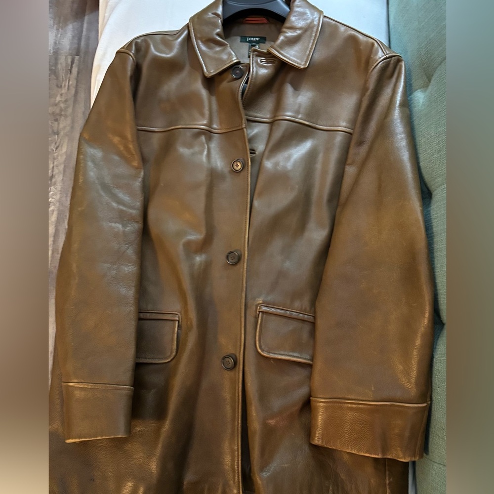 Vintage J Crew Brown Leather Bomber Jacket